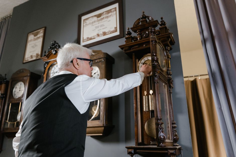 child looking at clock