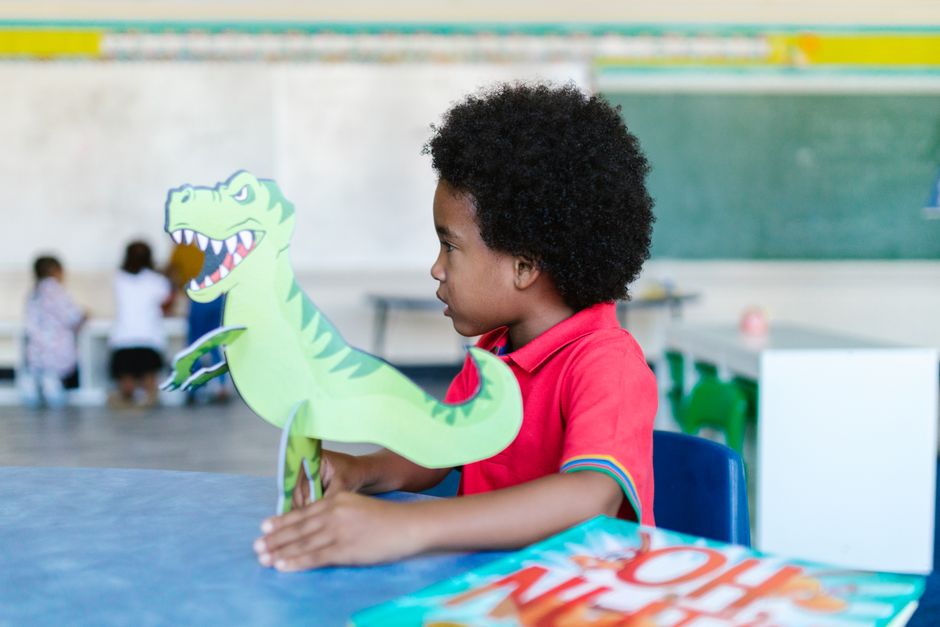 happy preschool child learning