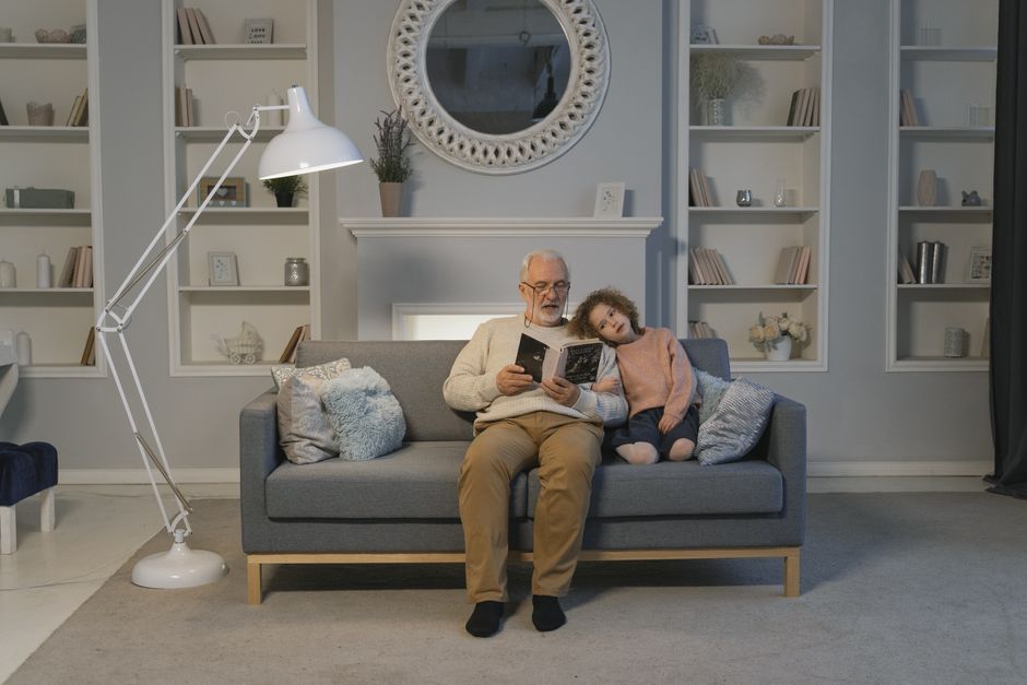 grandparent reading story to child