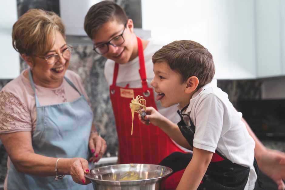 family cooking together