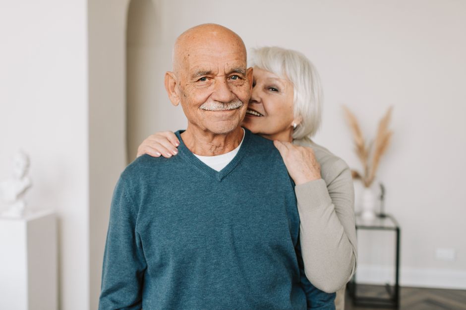 grandparent gray hair smiling