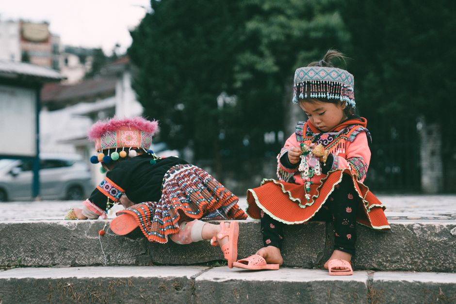 children wearing colorful clothes
